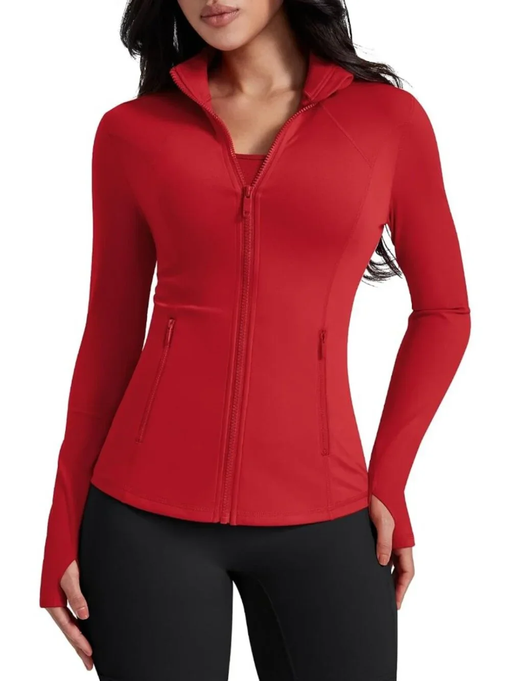 Lightweight Athletic Zip-Up Jacket for Women | Slim Fit Running Gym Top with